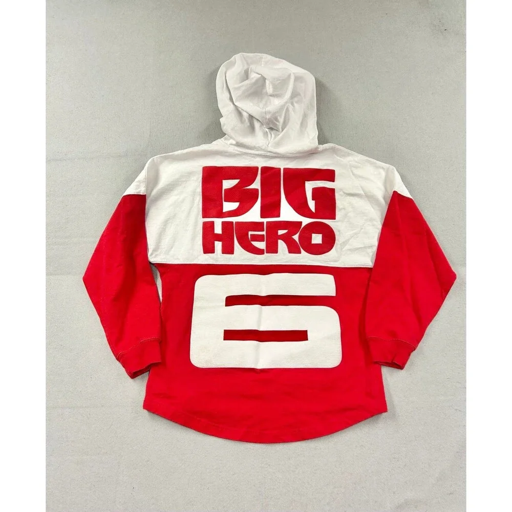 Disney Big Hero 6 Spirit Jersey Hoodie Red White Long Sleeve Pullover